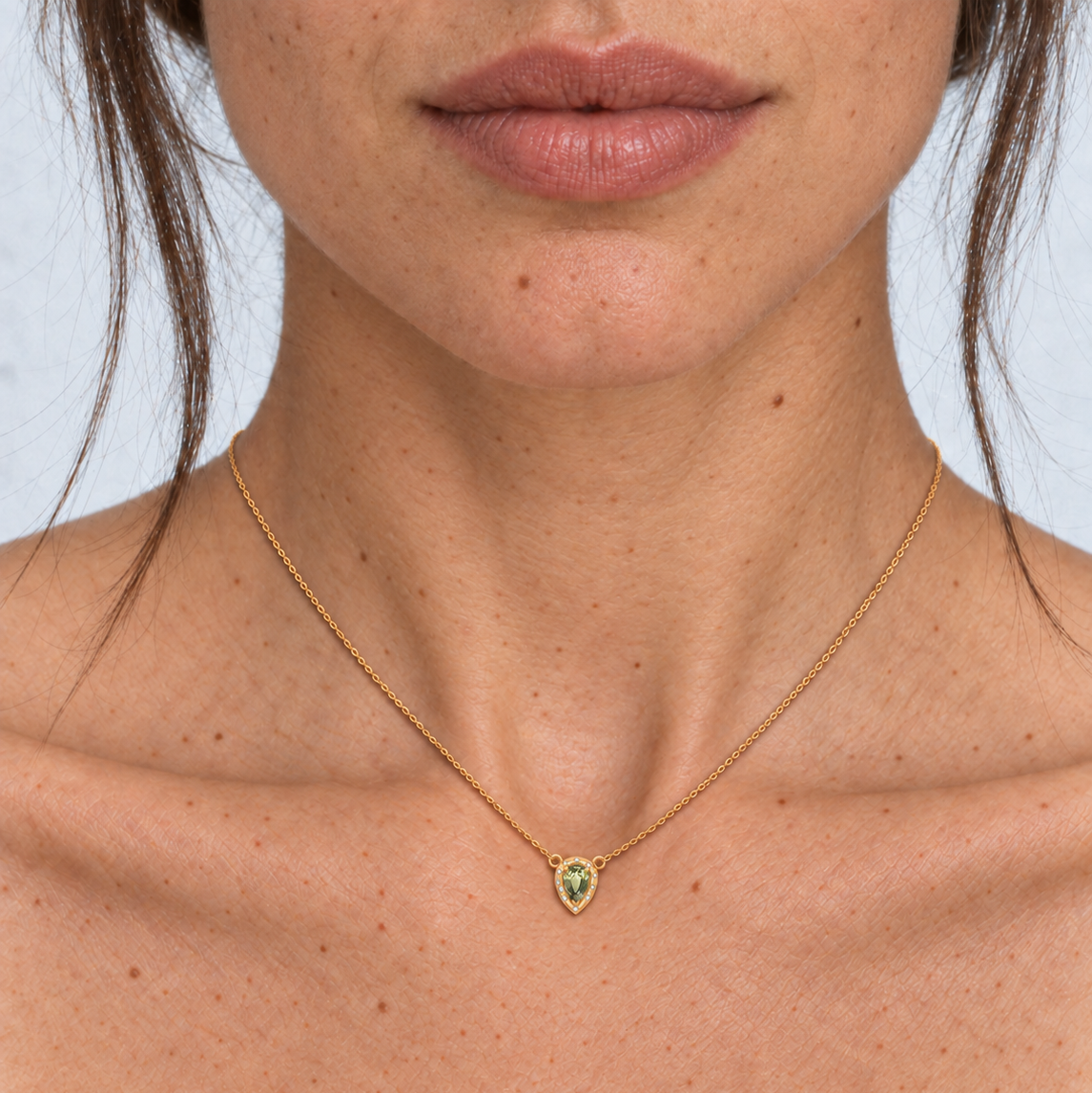 Pear Sapphire Pillow Necklace
