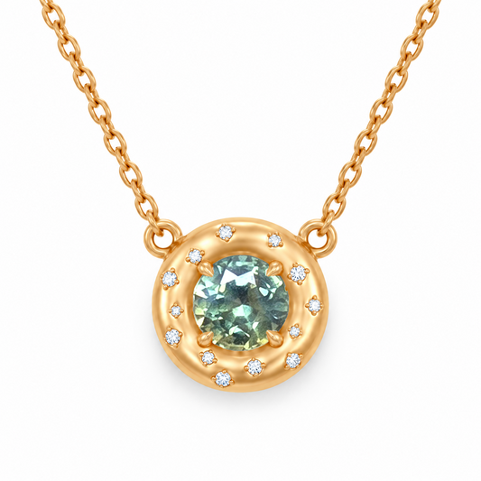 Round Sapphire Pillow Necklace