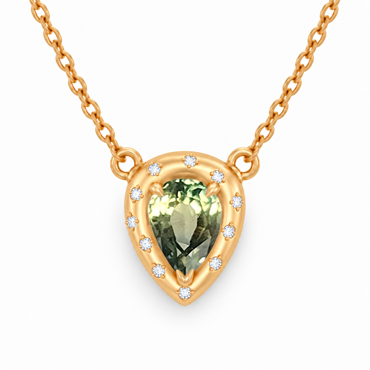 Pear Sapphire Pillow Necklace
