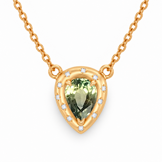Pear Sapphire Pillow Necklace