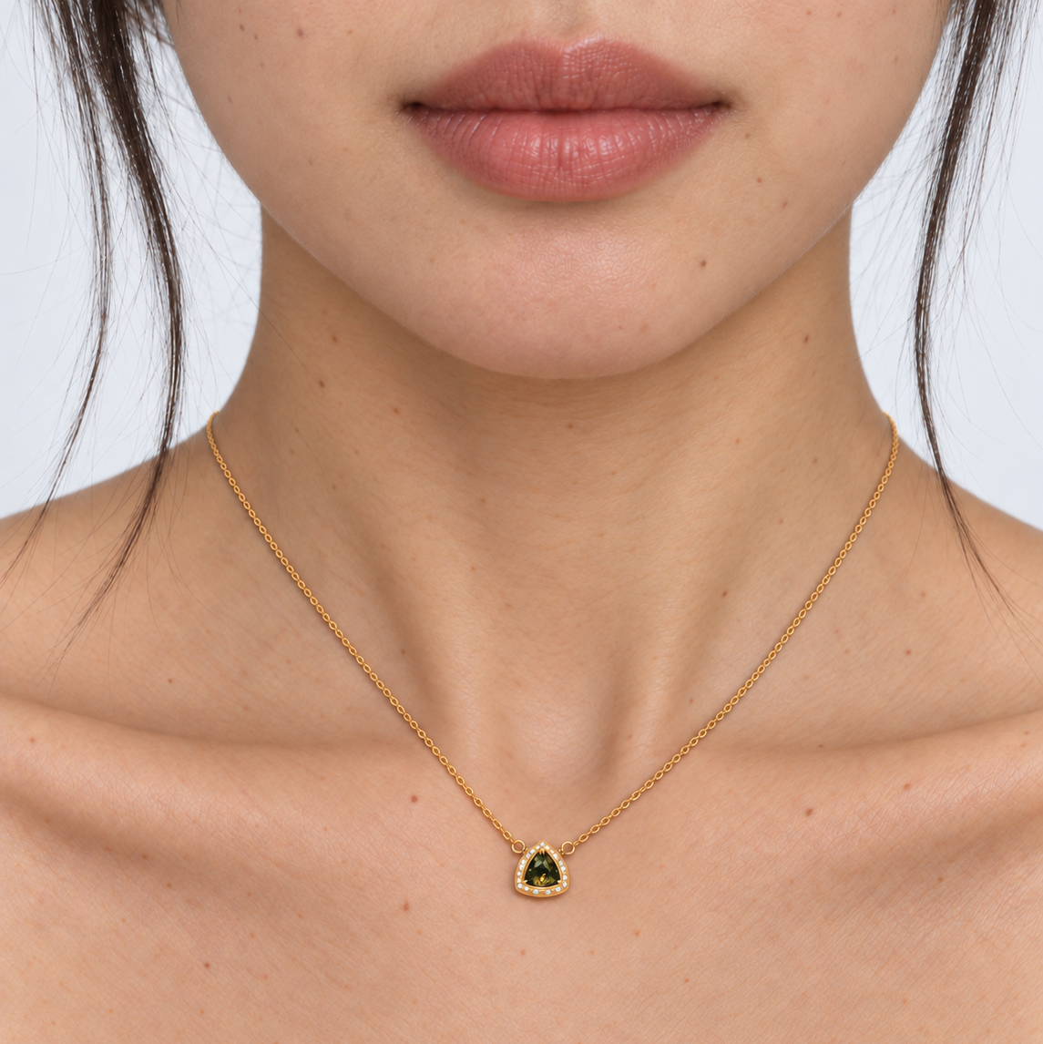 Trilliant Sapphire Pillow Necklace