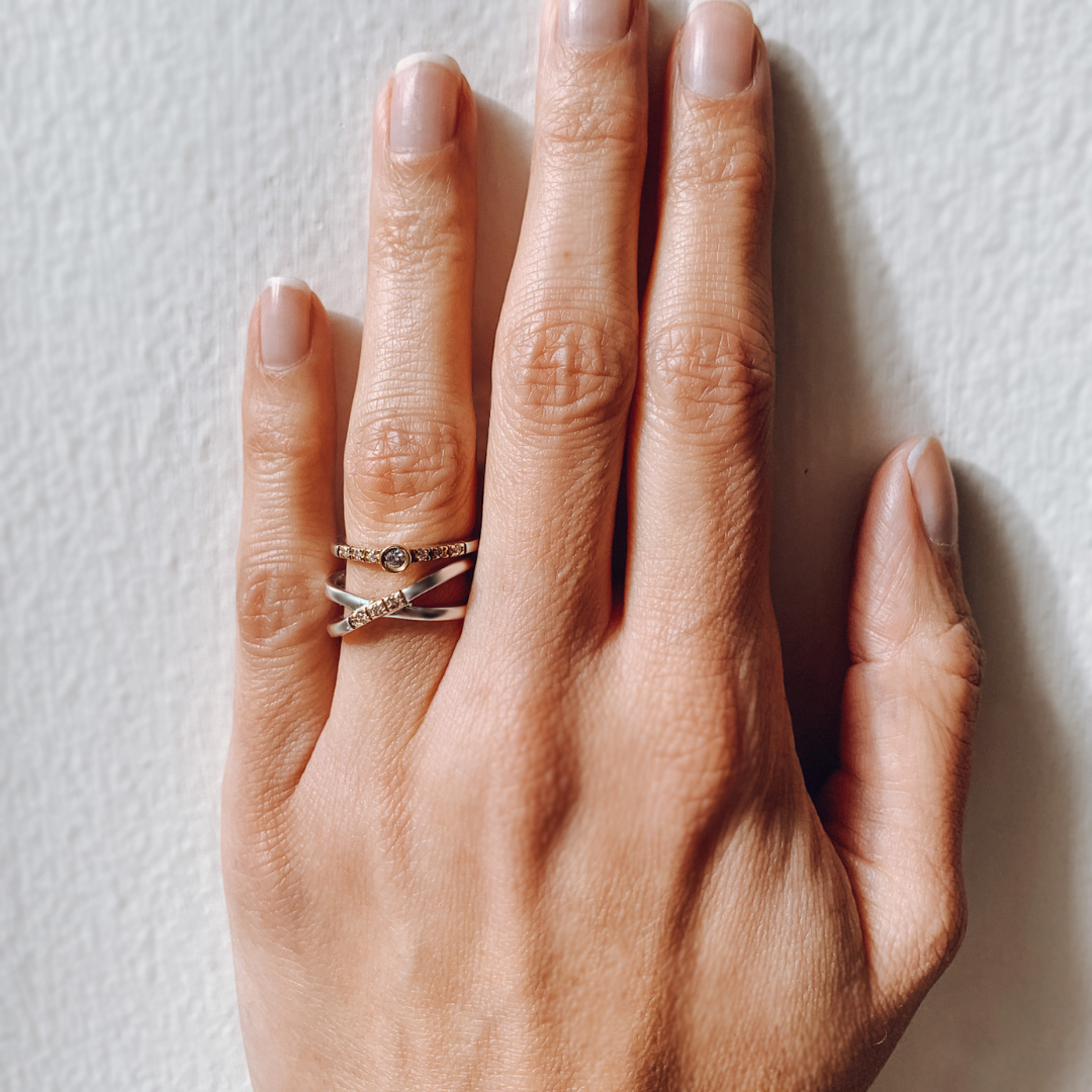 argyle pink diamond cross ring with rose gold and sterling silver