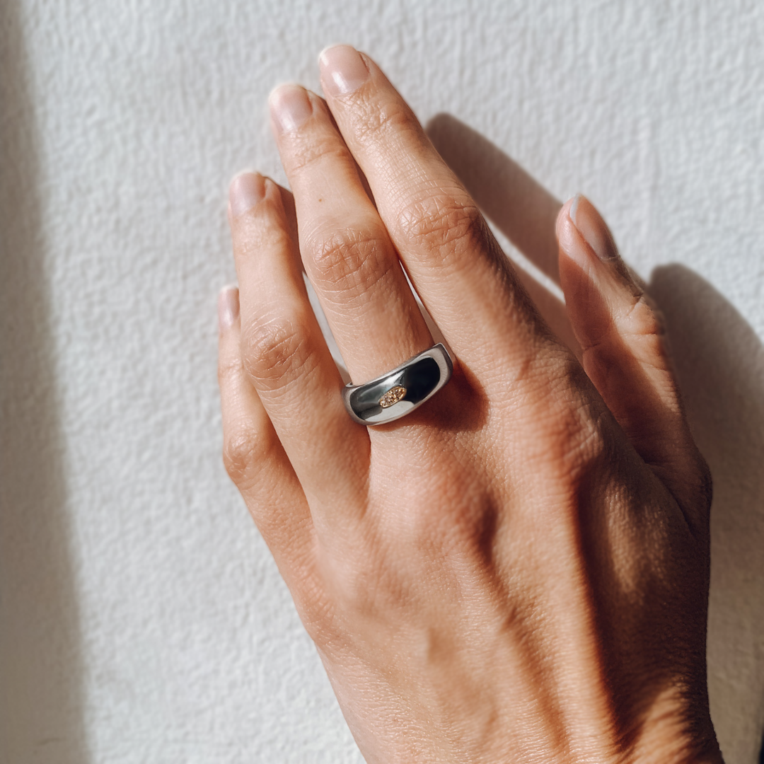 Lunar Pink Diamond Silver Ring