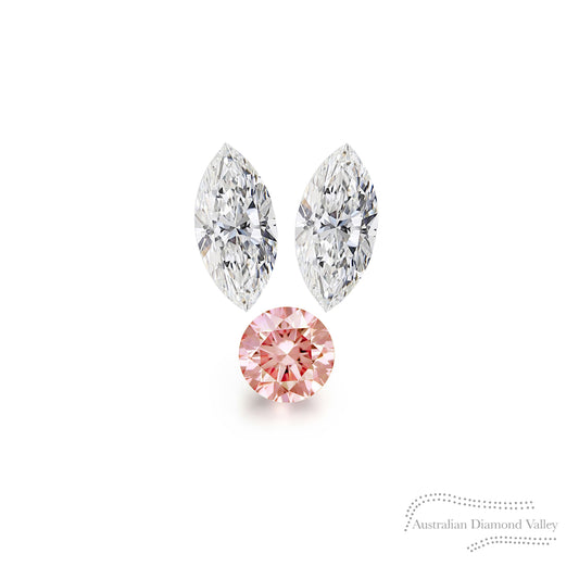 LNY 2023 Year of the Rabbit Ears .08ct Authentic Australian Pink Champagne Argyle Origin Diamond - PC2