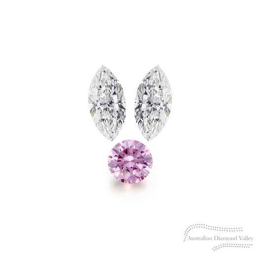 LNY 2023 Year of the Rabbit Ears .08ct Authentic Australian Pink Argyle Origin Diamond - 5P