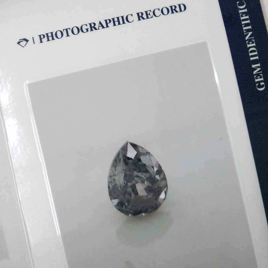 0.11ct Authentic Australian Blue Pear Cut Diamond of Argyle Origin - BL3 (2/27)
