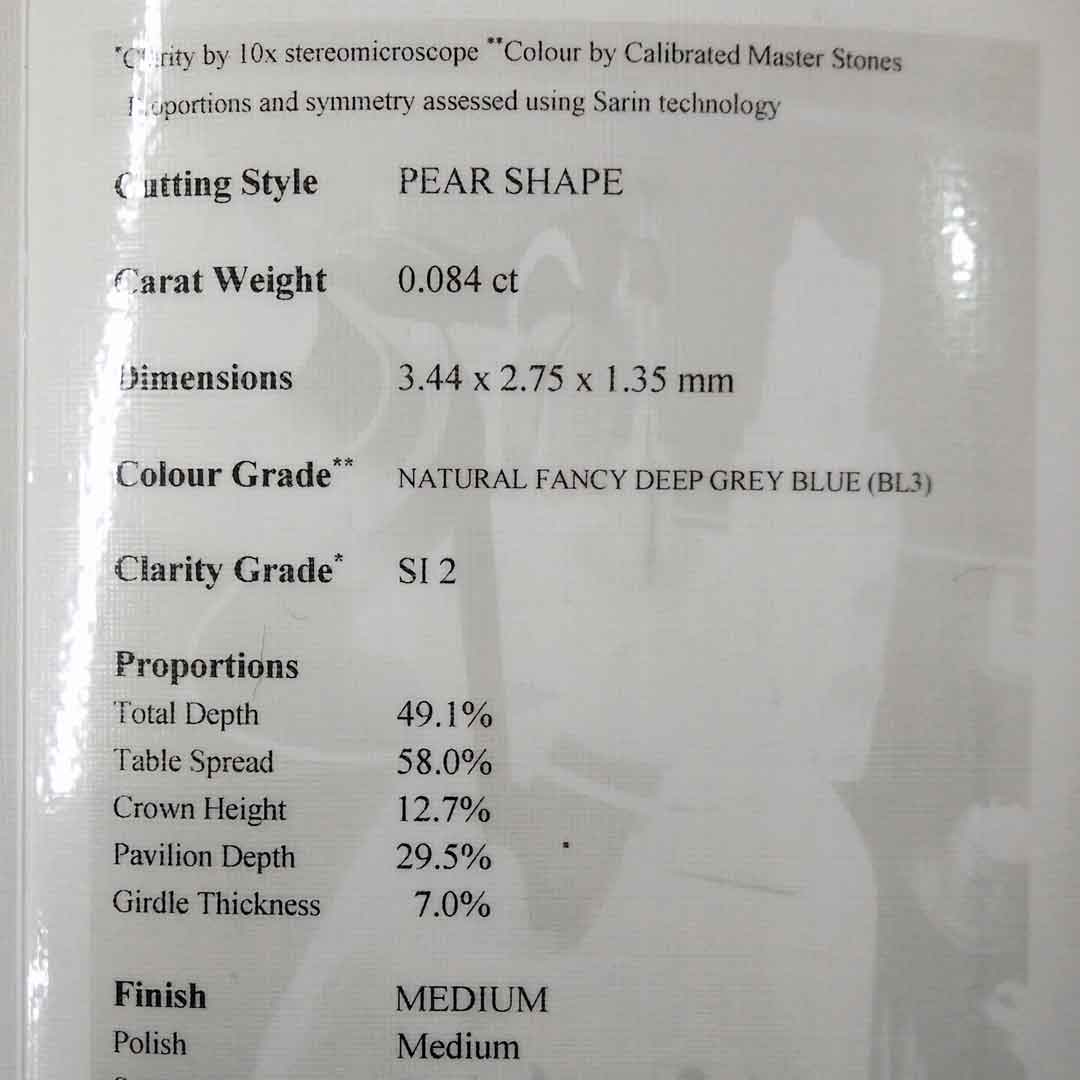 0.08ct Authentic Australian Blue Pear Cut Diamond of Argyle Origin - BL3 (27/27)