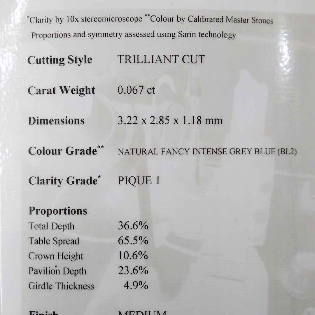 0.06ct Authentic Australian Blue Trilliant Cut Diamond of Argyle Origin - BL2 (22/27)