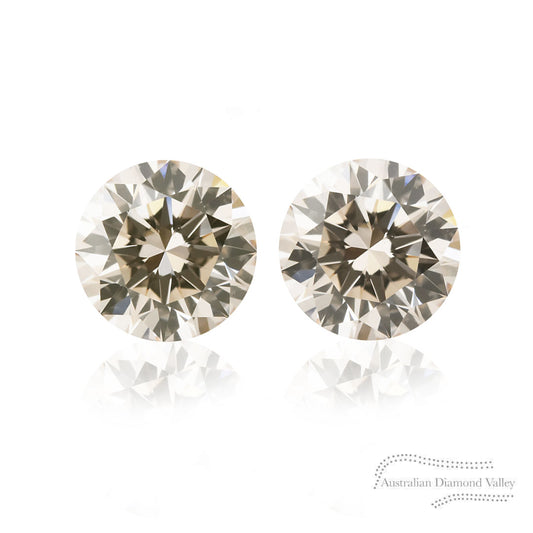0.80ct Matched Pair Authentic Australian Light Champagne Diamond of Argyle Origin - C1/SI1