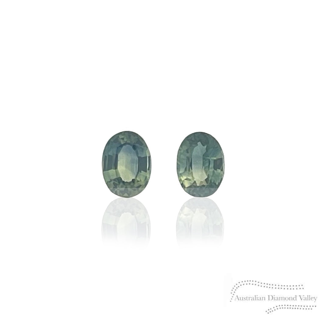 0.87ct Australian Yellow/Blue Sapphire Pair Oval Cut