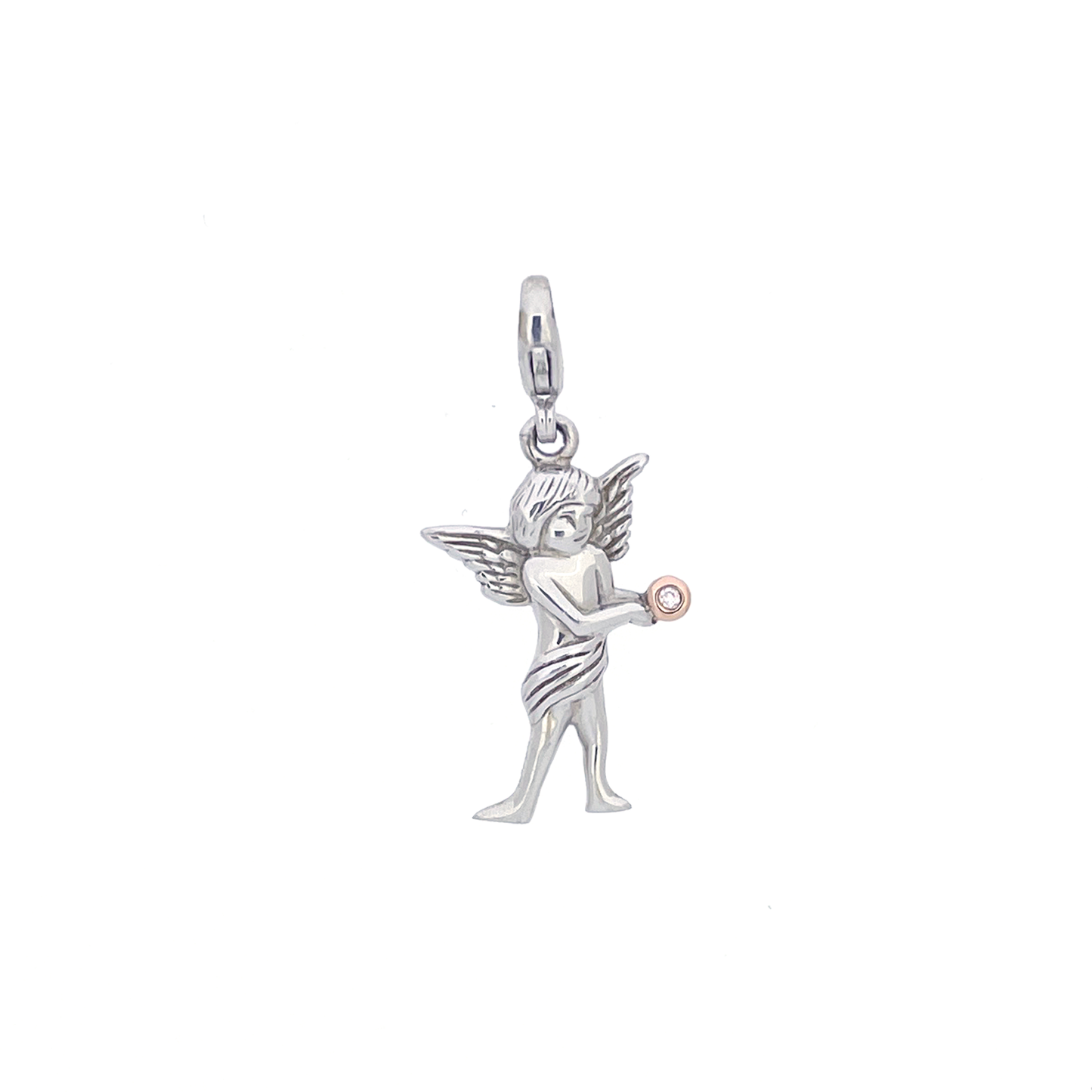 Giving Australian Pink Diamond Friendship Angel Silver Charm