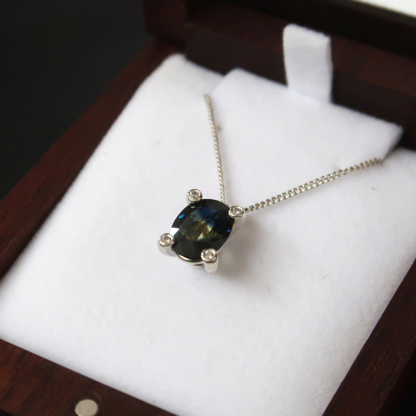 Delilah Australian Sapphire Diamonds Silver Necklace