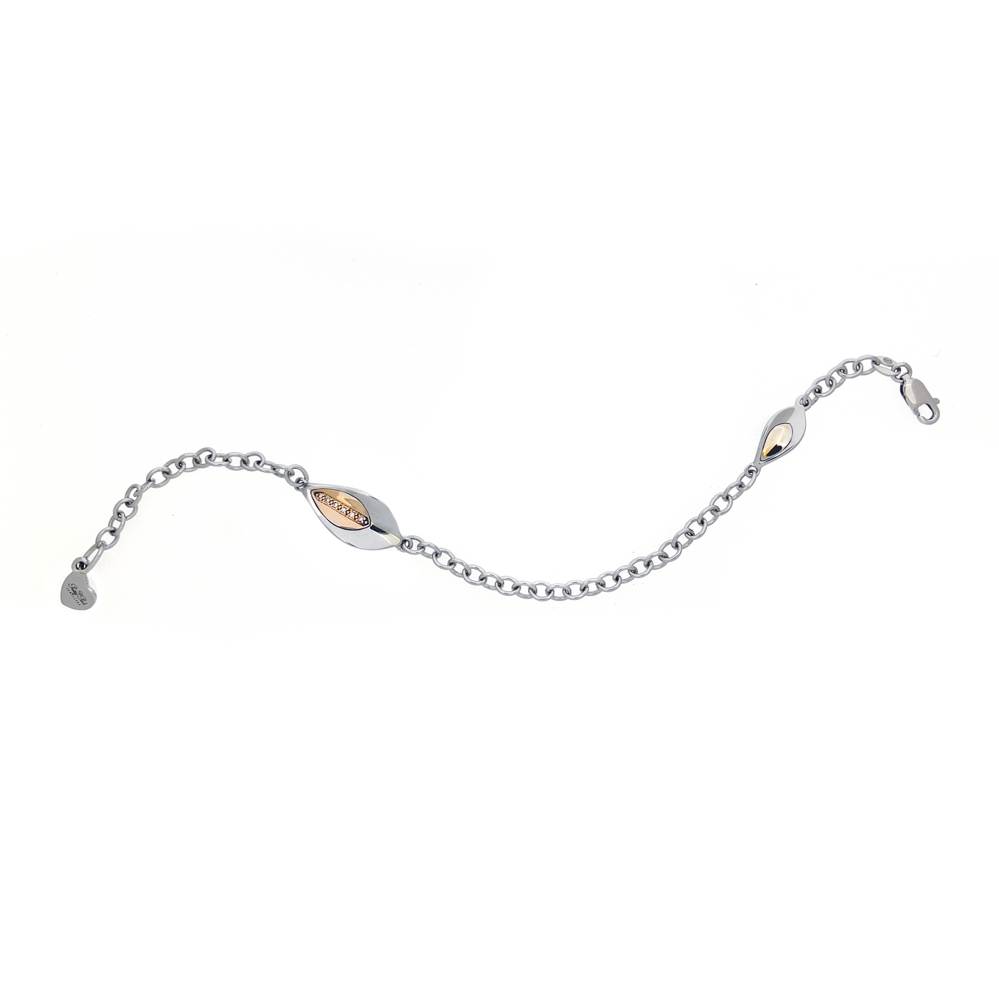 Eden Leaf Pink Diamond Silver Bracelet