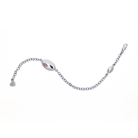 Skipping Stone Pink Diamond Silver Bracelet