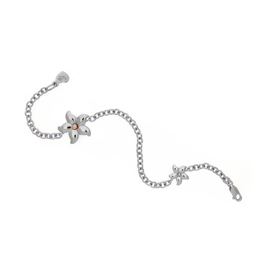 Spring Star Pink Diamond Silver Bracelet