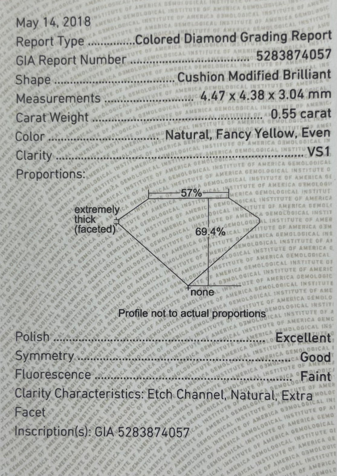0.55ct Authentic Australian Yellow Cushion Cut Diamond of Argyle Origin - NFY