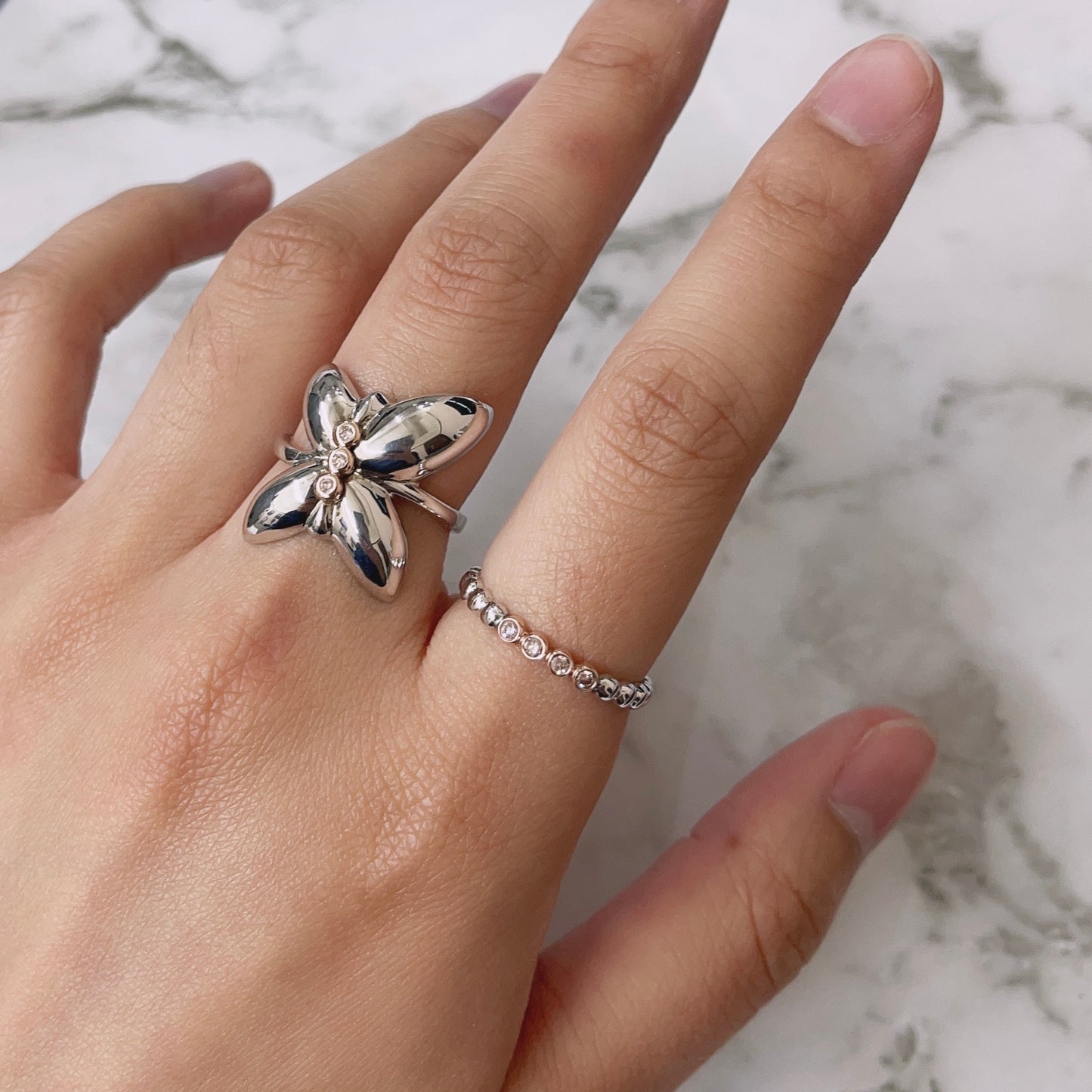 Bubble Pink Diamond Silver Ring