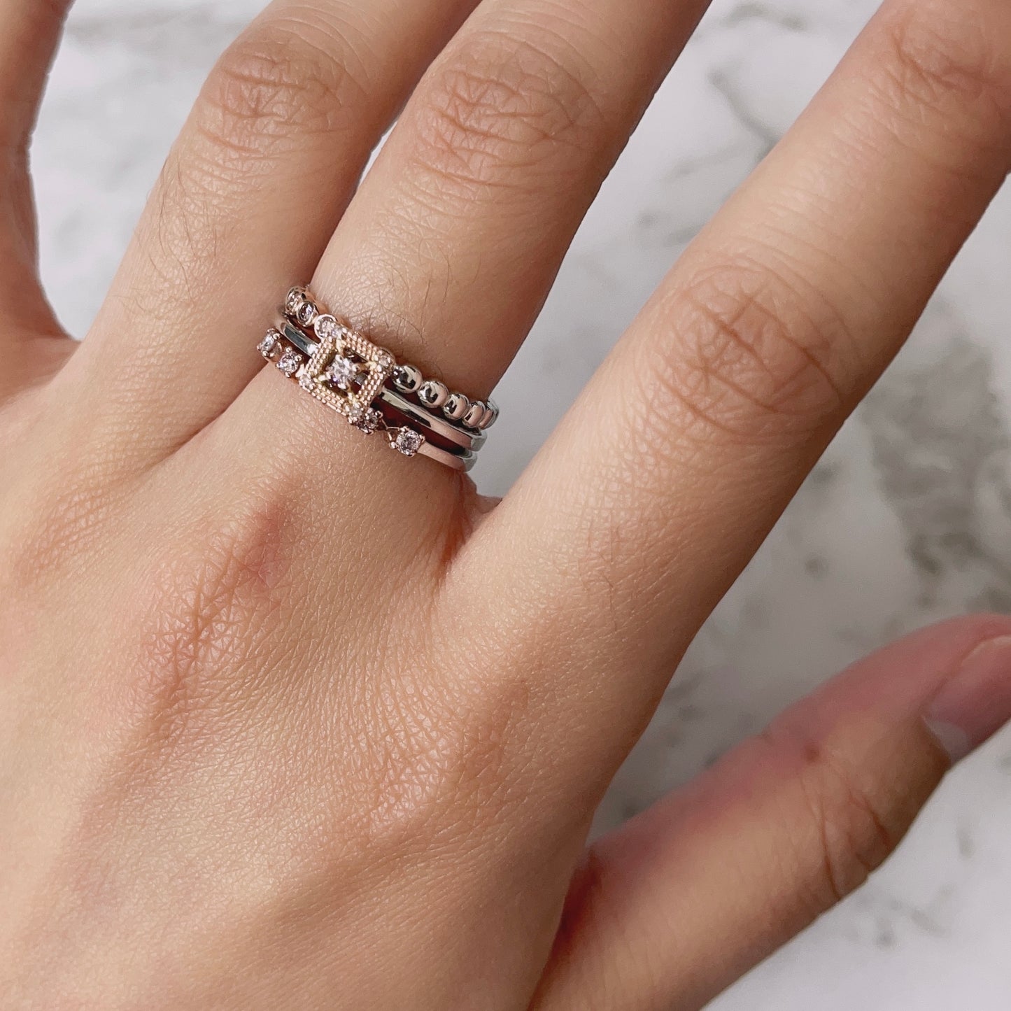 Piazza Pink Diamond Silver Ring