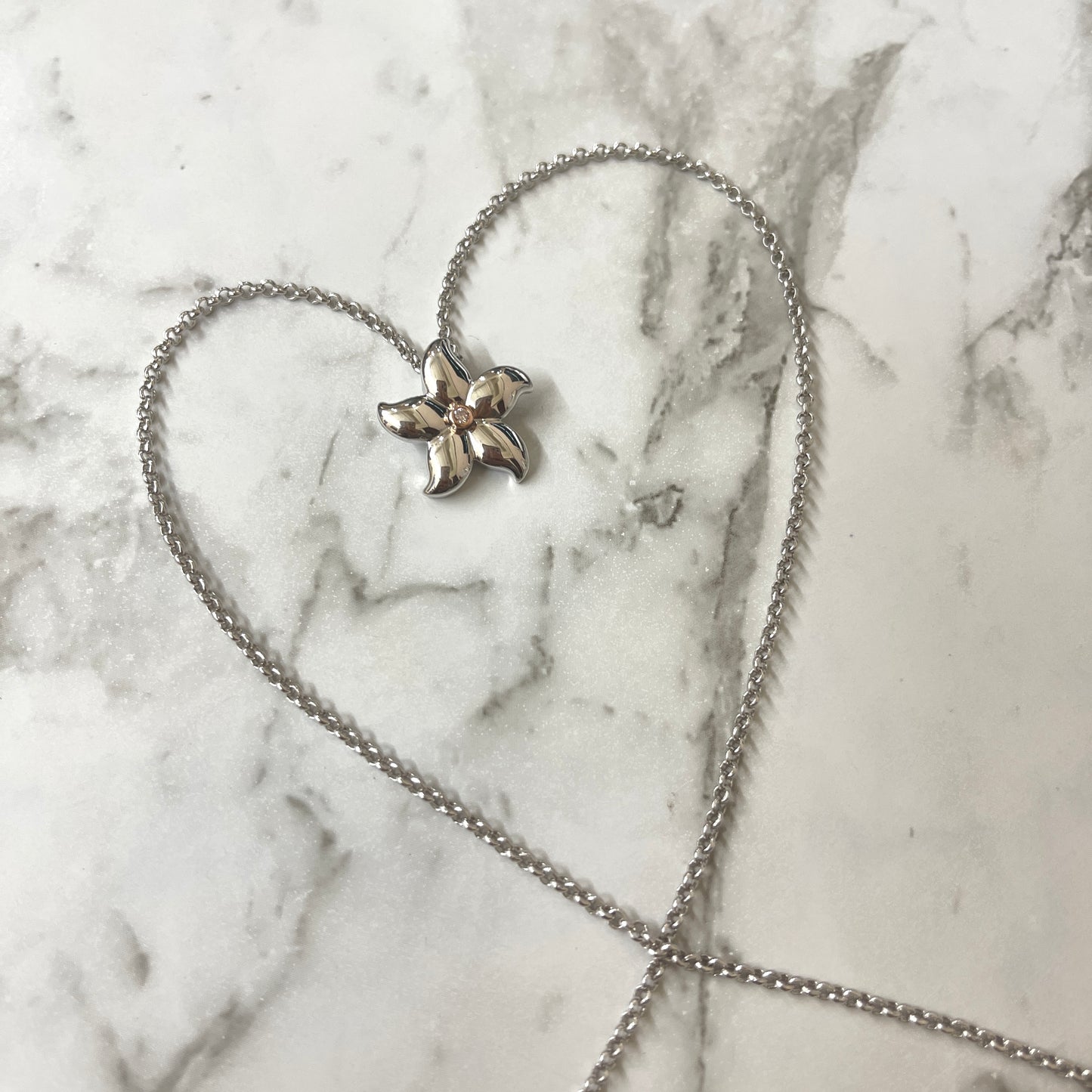 Spring Star Pink Diamond Silver Necklace