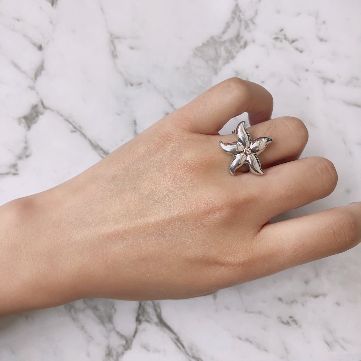 Spring Star Pink Diamond Silver Ring