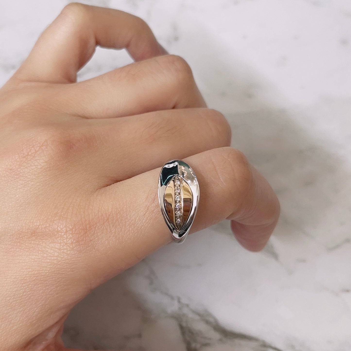 Eden Leaf Pink Diamond Silver Ring