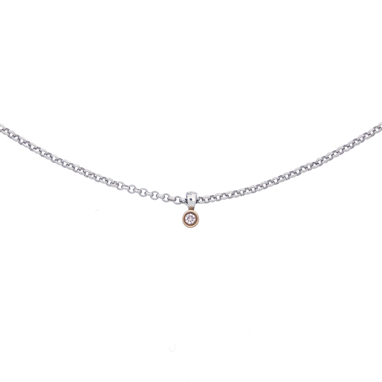 Mylena Bezel Pink Diamond Silver Necklace