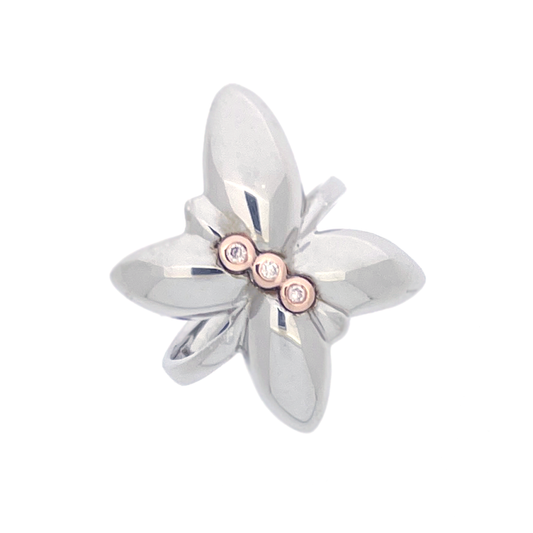 Butterfly Pink Diamond Silver Ring
