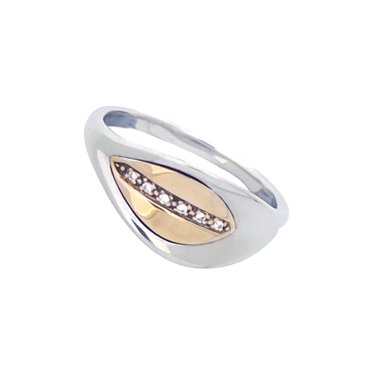Eden Leaf Pink Diamond Silver Ring