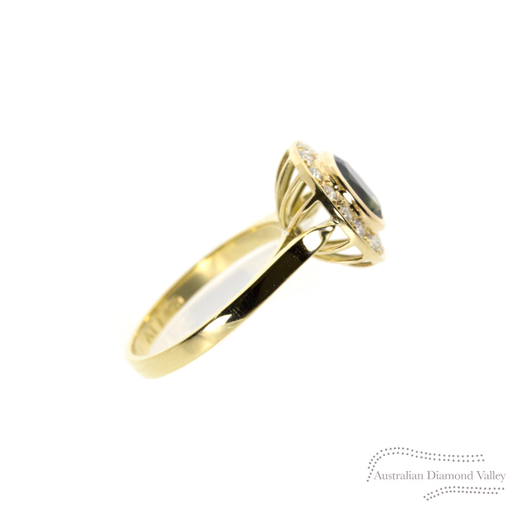 Forest Australian Yellow/Green Parti Sapphire 18K Yellow Gold Ring
